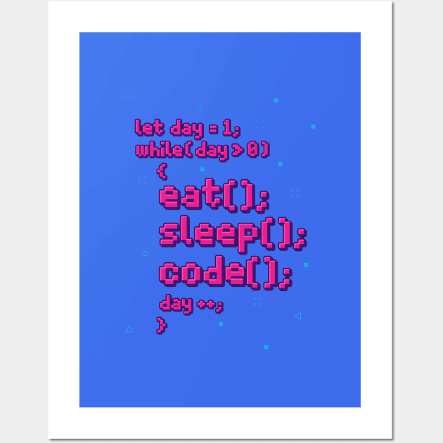 Eat Sleep Code Repeat Retro 80s Wall Art by affan2fly